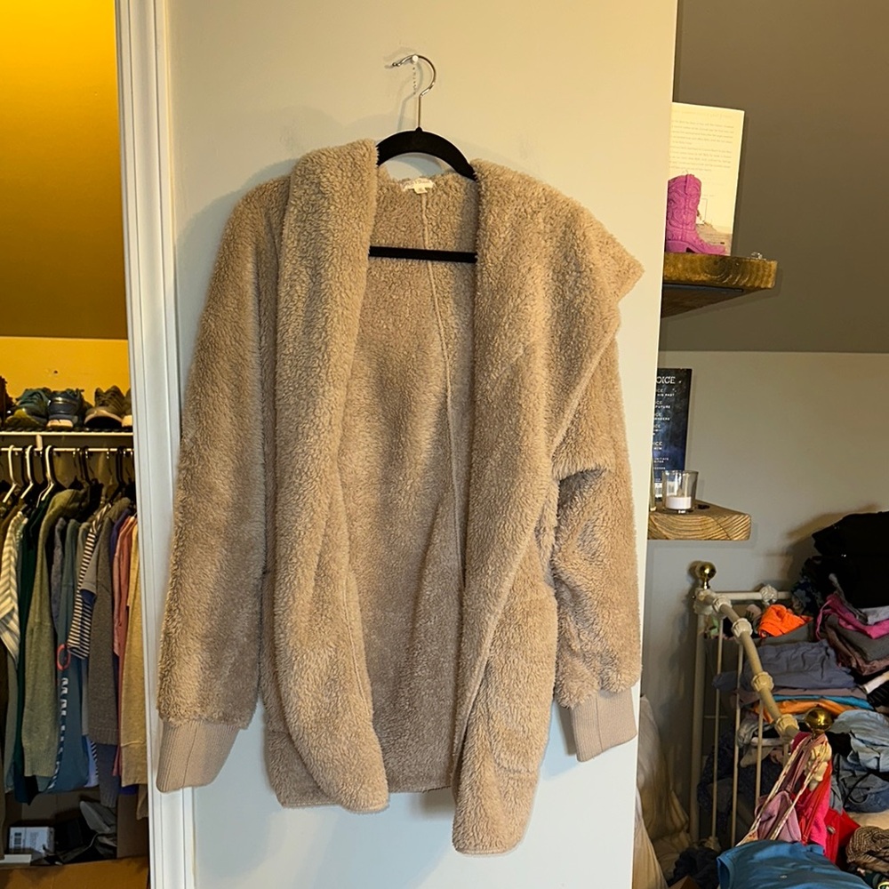 One Size hooded teddy bear cardigan